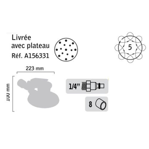 Ponceuse orbitale pneumatique D 150mm - GENERAL PNEUMATIC - GP4643 pas cher Secondaire 1 L