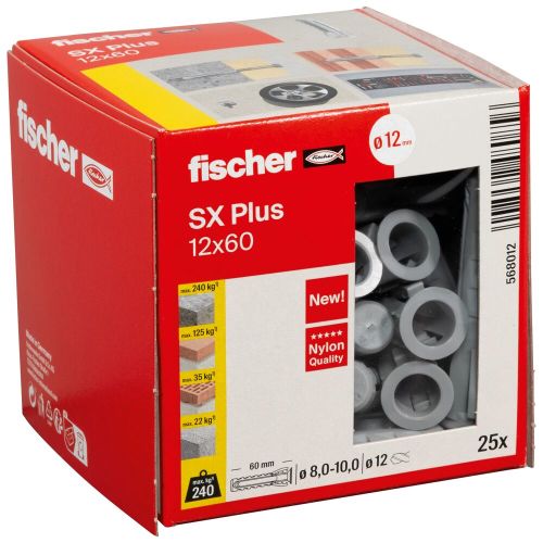 Boîte de 25 chevilles à expansion SX Plus 12X60mm - FISCHER - 568012 pas cher Secondaire 9 L