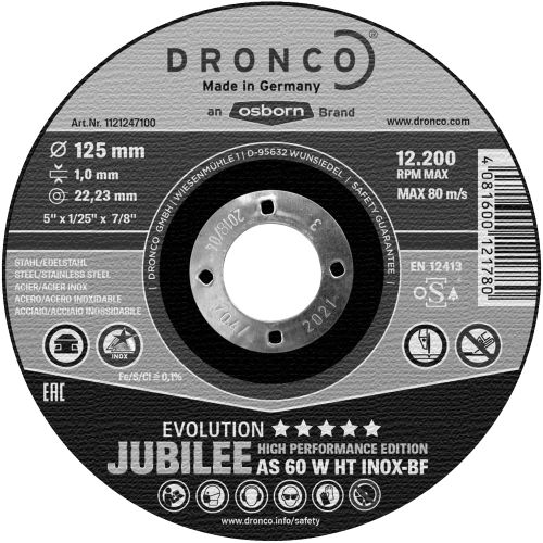 Disques à tronçonner Inox AS 60 W HT 115x1mm - DRONCO - 1111247100 pas cher Principale L