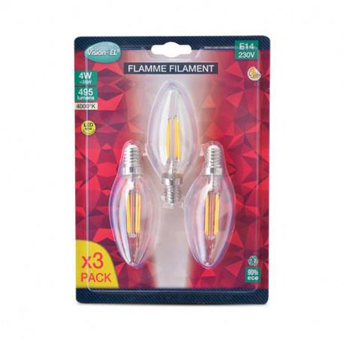 Ampoule LED E14 filament flamme 4 W 4000 K pack de 3 MIIDEX LIGHTING 71291 photo du produit Secondaire 1 L