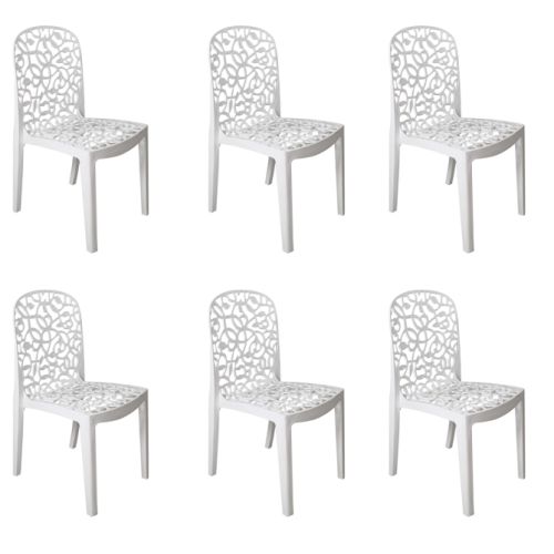 Lot de 6 chaises FLORA en polypropylène blanc - SHAF - 55109 pas cher Secondaire 1 L