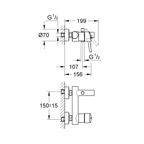 Mitigeur bain-douche CONCETTO mural monocommande GROHE 32700001 photo du produit Secondaire 1 L