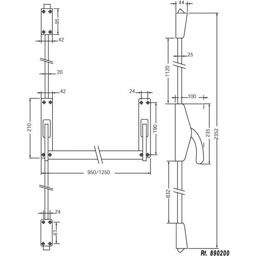 Antipanique CROSS-BAR 89 L900 3points argent - JPM - 890300-01-2Z pas cher Secondaire 1 L