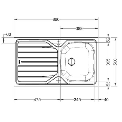 Evier RENOVA inox à encastrer monocuve avec égouttoir 86x50cm - FRANKE - 897659 pas cher Secondaire 1 L