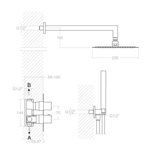 Mitigeur de douche thermostatique à encastrer avec ensemble 2 voies KUATRO K4787011 - RAMON SOLER - 47D302766 pas cher Secondaire 1 L