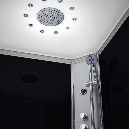 Cabine de douche hydromassante SILVER HYDRO droite noir 120x90 - THALASSOR - SAMN1290D pas cher Secondaire 1 L
