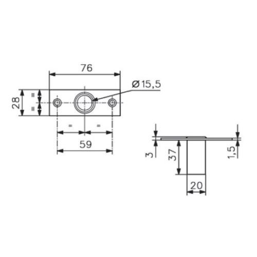 Gâche anti-poussière à obturateur avec platine STREMLER 9954.31.0 photo du produit Secondaire 1 L