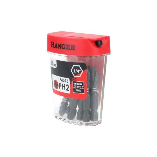 Boite de 10 embouts impact 1/4'' cruciforme PH2 longueur 50mm - HANGER - 134073 pas cher Secondaire 7 L
