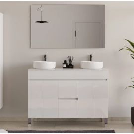 Meuble de salle de bain HARO Cosyneo avec plateau et 2 cuves &agrave; poser 4 portes + 2 tiroirs 120 cm - NILHARO120 pas cher Principale M