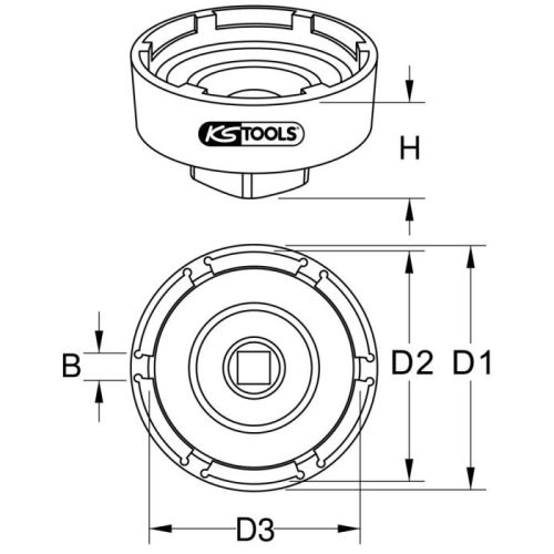 Douille 3/4'' à 4 ergots avec serrage précis au couple possible pour Scania 65/70 mm KS TOOLS 460.1590 photo du produit Secondaire 1 L