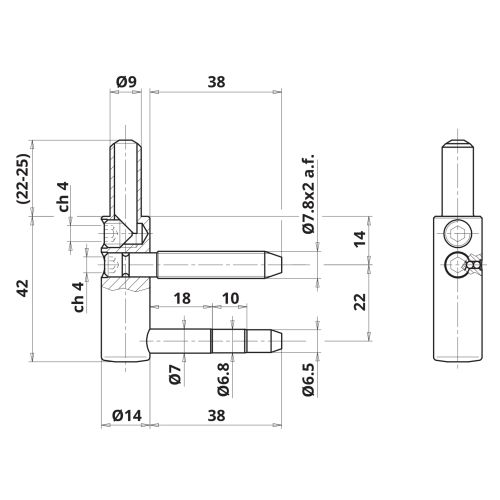 Cote mâle de fiche réglable 4 broches 495 14 mm OTLAV CG495140H502 photo du produit