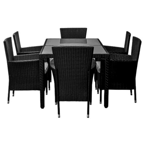 Ensemble repas 7 pièces Dining en acier noir - M39 pas cher