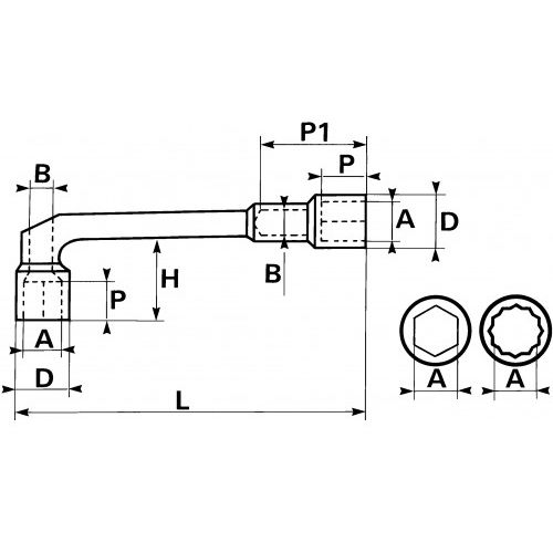 Clés à pipe débouchées satinées 6/12 pans 9 mm SAM OUTILLAGE 93-9 photo du produit Secondaire 1 L