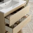 Meuble de salle de bain PALMA simple vasque 3 tiroirs avec miroir LED Veldi bambou 100 cm COSYNEO ING3CPALMA100VELDIBA photo du produit Secondaire 2 S