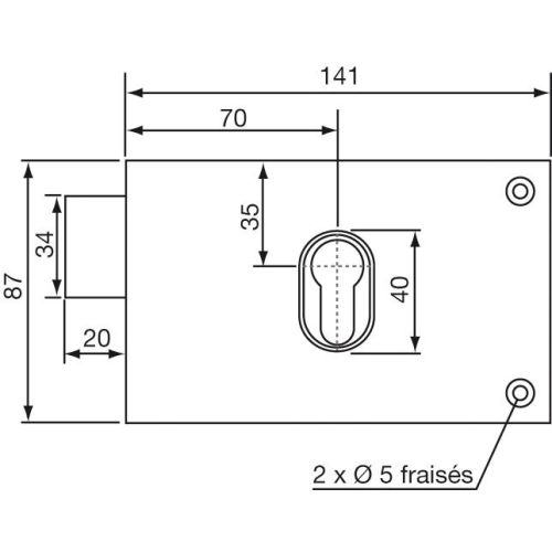 Serrure monopoint en applique horizontal pêne dormant seul cylindre profil européen gauche - VACHETTE - 18775000 pas cher Secondaire 1 L