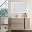 Meuble de salle de bain vasque déportée 2 tiroirs PRADO et miroir Led VELDI oak (chêne brut) 80cm - COSYNEO - NOXPRADO80VELDIOAK pas cher