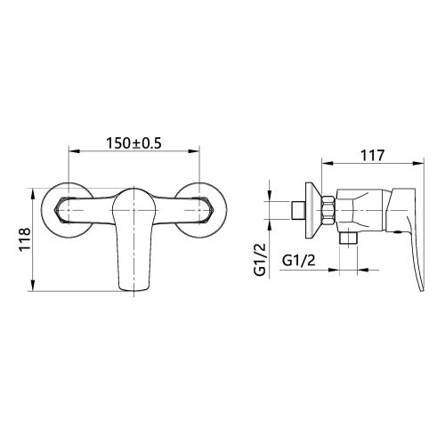 Mitigeur douche NOVA+ mural NF C2 - GARIS pas cher Secondaire 1 L