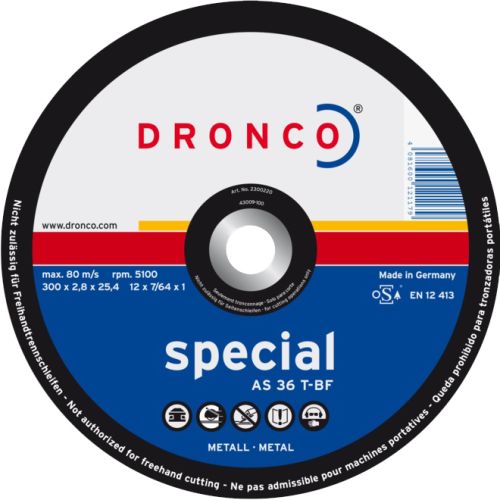 Disque à tronçonner acier AS 36 T 300 x 2,8 mm DRONCO 2300220 photo du produit Principale L