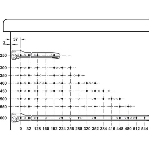 Coulisse &agrave; tiroir simple longueur 300 mm brun 25 kg HAFELE 423.08.131 photo du produit Secondaire 1 L
