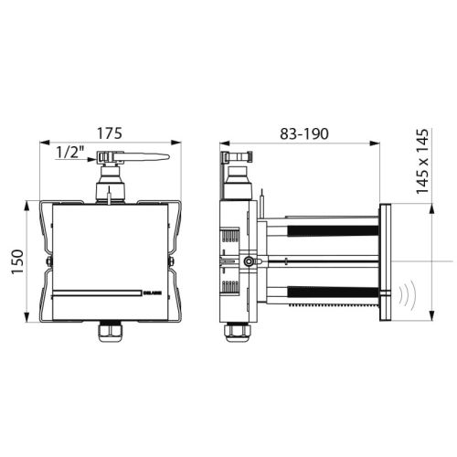 Boîtier d'encastrement étanche TEMPOMATIC 4 pour robinet d'urinoir DELABIE 430SBOX photo du produit Secondaire 1 L