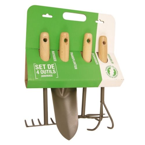 Kit de 4 petits outils avec manche en bois pour le jardin MERMIER 344022 photo du produit Principale L