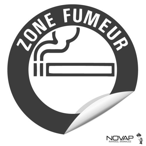 Panneau ''Zone fumeur'' Vinyle adh&eacute;sif D80mm - NOVAP - 4031323 pas cher