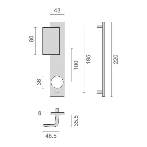 Ensemble pour serrure type Sans Souci type PS/90 gauche - HERACLES - B-HIONNA-S04 pas cher Secondaire 1 L