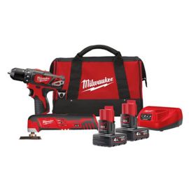 Pack de 2 outils 12 V Milwaukee M12 BPP2D-402B + 2 batteries 4 Ah + chargeur + sac de transport - 4933441250 photo du produit Principale M