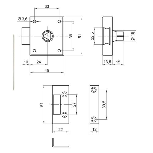 Batteuse bec de cane EDF demi-tour universelle avec gâche - ROBERT COUILLET - 1203 pas cher Secondaire 1 L
