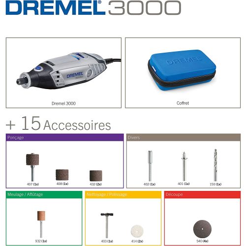 Outil multifonction Dremel 3000-15 F0133000JA + accessoires, + housse 16  pièces 130 W - Conrad Electronic France