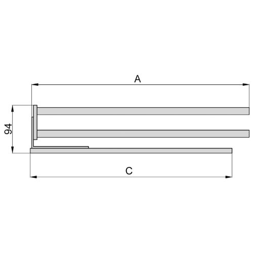 Porte-serviettes extensible 2 bras aluminium anodis&eacute; mat 439mm - EMUCA - 7054362 pas cher Secondaire 1 L