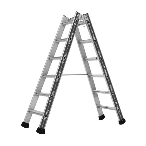 Echelle double &eacute;vas&eacute;e aluminium 2x6 marches -TUBESCA-COMABI - 2255006 pas cher