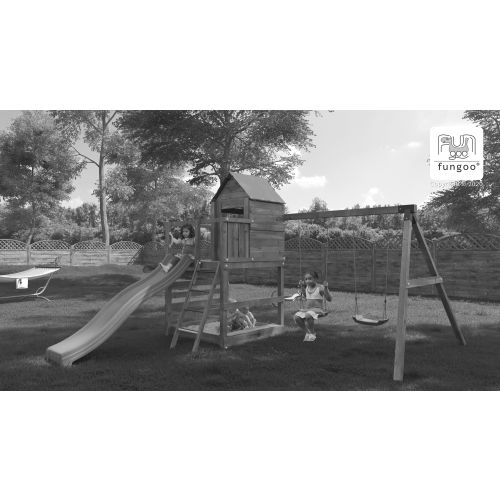 Aire de jeux Jarcas avec balançoire double - FUNGOO - 5400 PK pas cher Secondaire 4 L