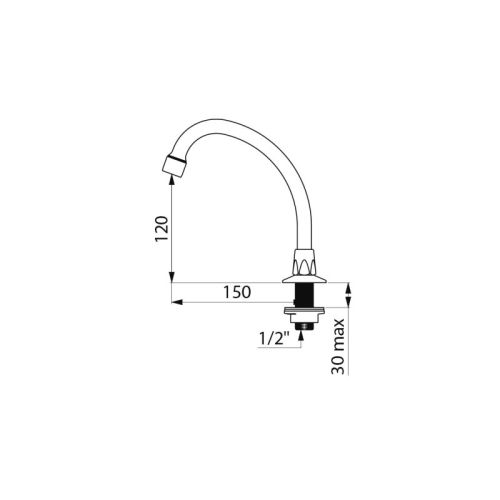 Bec col de cygne mobile pour lavabo L150 avec brise jet DELABIE 967152 photo du produit Secondaire 1 L