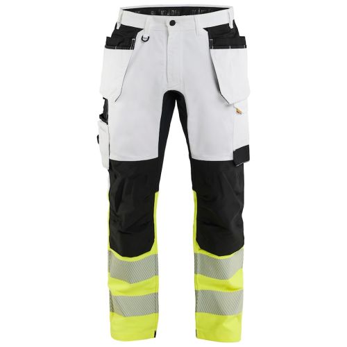 Pantalon peintre haute-visibilité avec poche flottante blanc/jaune fluo T40L - BLÅKLÄDER - 177518321033C146 pas cher