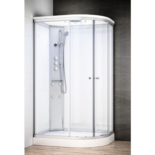 Cabine de douche hydromassante SILVER HYDRO gauche blanc 120x90 - THALASSOR - SAMB1290G pas cher