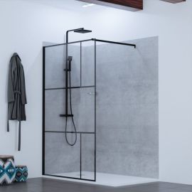 Paroi de douche ATELIA Cuisibane noir mat barre horizontale de maitien pas cher Principale M