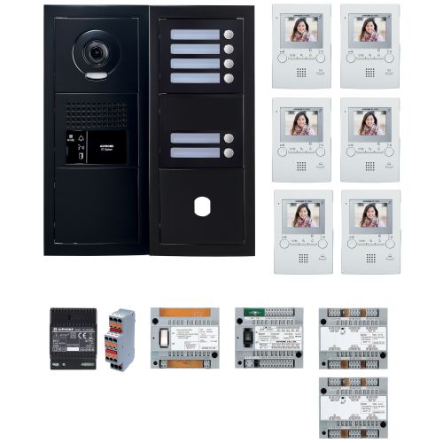 Pack vidéo 6 postes complet noir - AIPHONE - 200458 pas cher