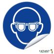 Panneau d&rsquo;obligation ''Lunettes de protection obligatoire'' vinyle adh&eacute;sif D80mm - NOVAP - 4031286 pas cher