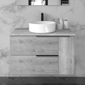 Meuble de salle de bain KING Cosyn&eacute;o avec vasque &agrave; poser ronde - sans miroir - 2 tiroirs et un placard pas cher Principale M