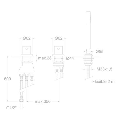 Ensemble bain-douche thermostatique sur gorge sans bec DRAKO T33337 - RAMON SOLER - 255777 pas cher Secondaire 1 L