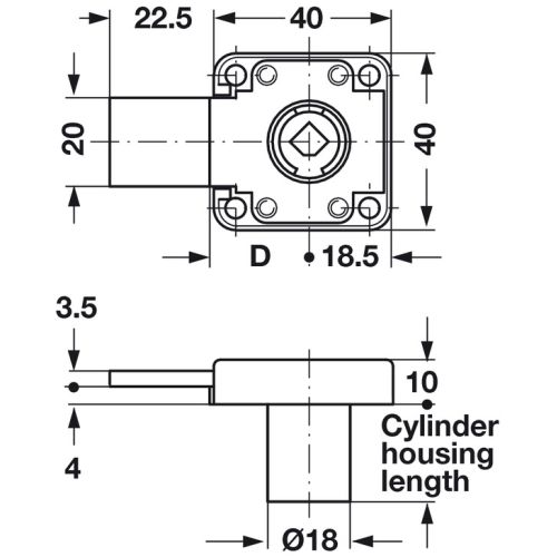 Serrure en applique SYMO gauche - HAFELE - 232.25.610 pas cher Secondaire 1 L