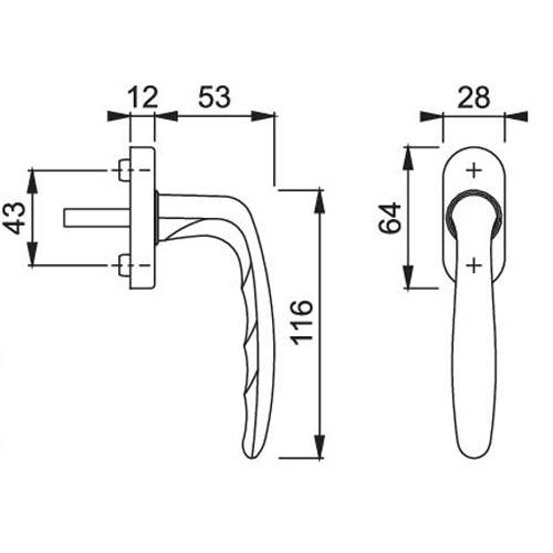 Poignée de fenêtre Roissy laiton 7mm - HOPPE - 2039831 pas cher Secondaire 1 L