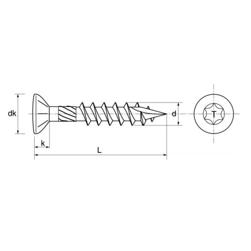 Vis pour terasse tête fraisée bombée Torx AISI 410 5x50 boîte de 200 - ACTON - 623165X50 pas cher Secondaire 3 L