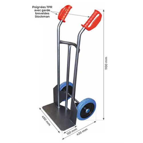 Diable Stockman acier bavette fixe 250 kg - HT250/NLC-RG photo du produit Secondaire 1 L