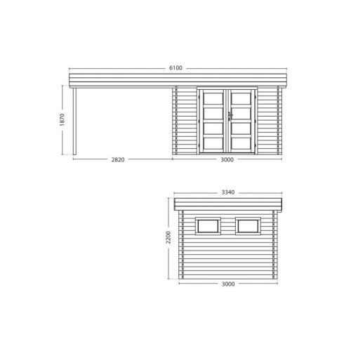 Abris de jardin en bois LOUNJ avec auvent 8,5+8,5m² - FOREST STYLE - 2471 pas cher Secondaire 1 L