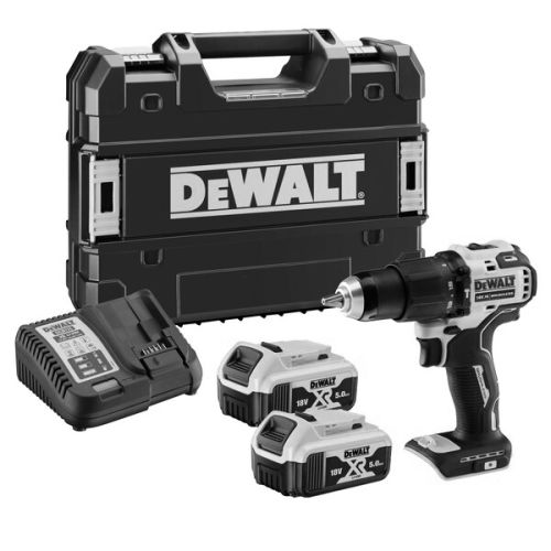 Perceuse-visseuse à percussion 18V XR  + 2 batteries 5Ah + chargeur + coffret T-STAK - DEWALT - DCD709P2T-QW pas cher