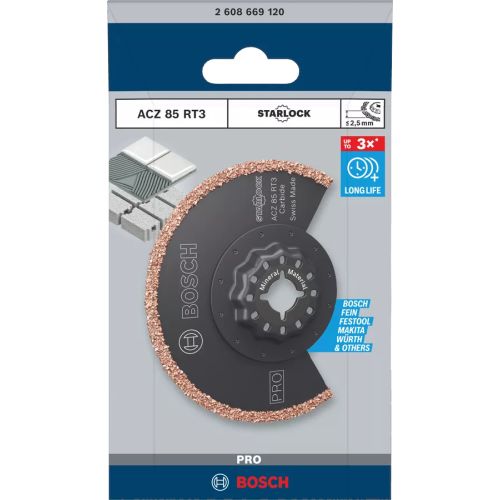Lame segment STARLOCK PRO concrétion carbure ACZ 85 RT3 85 x 2,5 mm BOSCH 2608669120 photo du produit Secondaire 8 L