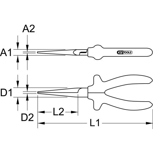Pince plate à bec long gainée isolée 170 mm KS TOOLS 112.1299 photo du produit Secondaire 1 L
