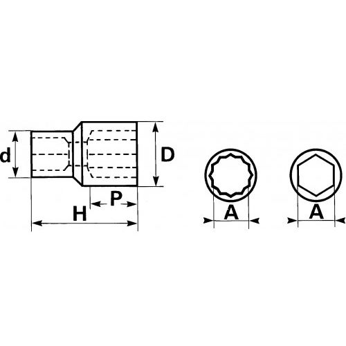 Douille courte 3/8'' 12 pans 10 mm SAM OUTILLAGE J-10 photo du produit Secondaire 1 L